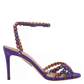 Aquazzura Dark Violet Tequila 85 Crystal Embellished Sandals