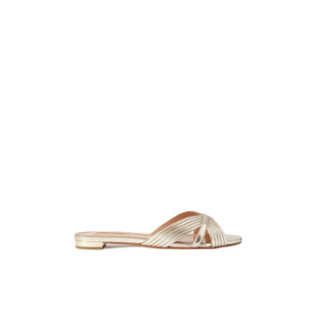 Aquazzura Sundance Flat Leather Slides SUDFLAA0-LAM-FD5