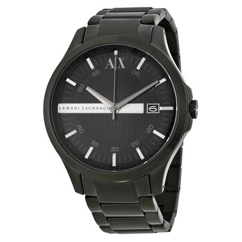 Hampton Black Dial Black Ion-plated Men's Watch AX2104