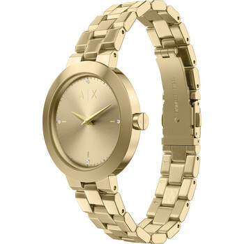 Quartz Gold Dial Ladies Watch with Bracelet AX7177SET