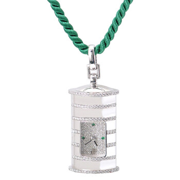 18kt White Gold Diamond Emerald Pendant Watch 12576BC-ZZ-0000XX-01