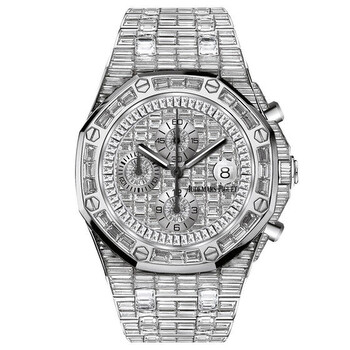 Royal Oak Offshore 18 Carat White Gold Baguette Diamond Paved Dial Automatic Men's Watch 26473BC.ZZ.8043BC.01