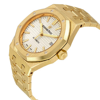 Royal Oak Silver Dial Automatic 18 Carat Yellow Gold Ladies Watch 15450BA.OO.1256BA.01