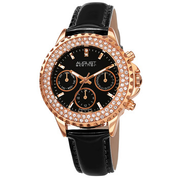 Chronograph Quartz Diamond Crystal Black Dial Ladies Watch AS8267BK