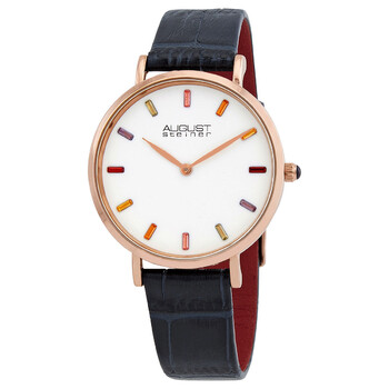 Quartz White Dial Blue Leather Ladies Watch AS8287BU