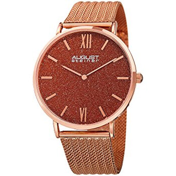 Red Sandstone Dial Rose Gold-tone Mesh Ladies Watch AS8218RG