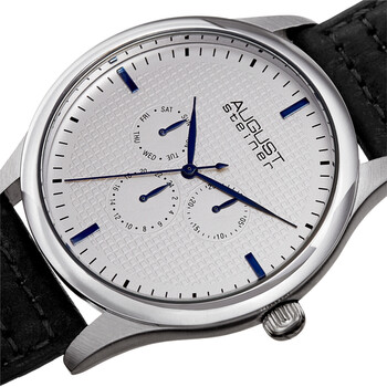 Quartz Silver Dial Black Leather Men's Watch AS8243SSBK