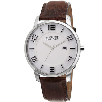 White Dial Brown Leather Men's Watch AS8108BR