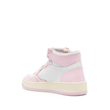 Ladies Pink Medalist Panelled Leather Sneakers