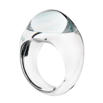 Baccarat Ring Medium Silver Clear Crystal Iridescent 2607032