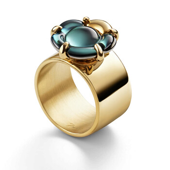 Baccarat 18K Gold Plated on Sterling Silver, Clear Crystal Flower
