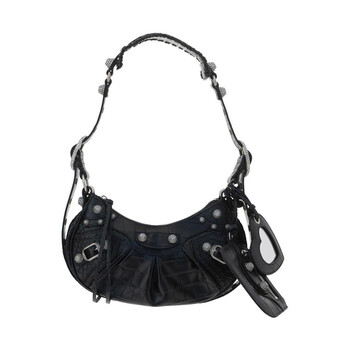 Black Le Cagole XS Crocodile Embossed Shoulder Bag 67130923EJY1000