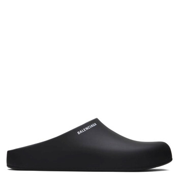 Balenciaga Black Rubber Pool Logo Mule Slides, Brand Size 41 