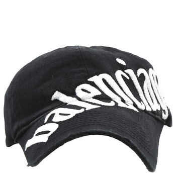 Balenciaga Black/White Diagonal Logo Baseball Cap, Size  display picture 3
