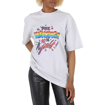 Balenciaga Dirty White 90/10 Slogan Print Large Fit T-Shirt, Size