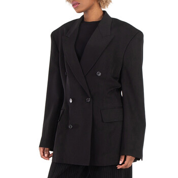 Double-Breasted Cinched Wool Blazer