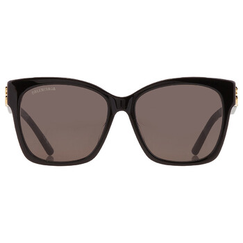 Balenciaga Grey Square Unisex Sunglasses BB0262SA 001 56