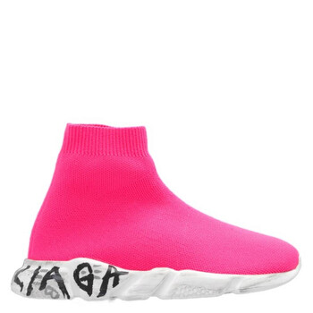 Balenciaga Kids Graffiti Speed Knit Sneakers, Brand Size 25  display picture 2
