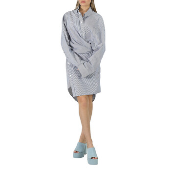 Balenciaga Ladies Blue / White Striped Wrap Mini Dress, Brand Size 34 (US  Size 0) 704442 TJM10 4640 - Clothing - Jomashop