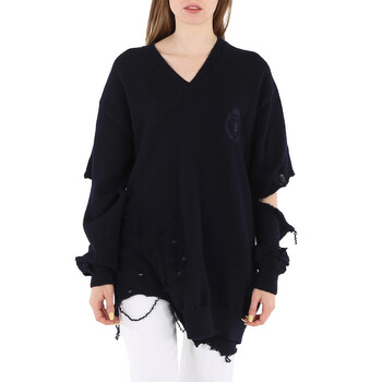 Navy Cut-Out Crewneck Knitted Jumper 696091 T1642 0414