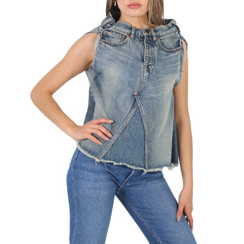 ◆2000Archives◆ Ice Denim Corset Top 1523FWTP03ID 2000 Archives Iced Denim Frayed Edges Corset, Brand Size 1