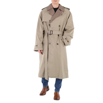 Balenciaga Men's Beige/Brown Reversible Trench Coat, Brand Size 2