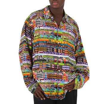 Balenciaga Men's Multicolor Long Sleeve Minimal Shirt, Brand