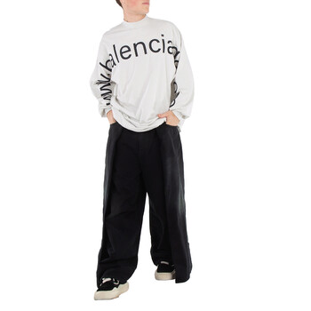 Balenciaga Men's Sunbleached Black Double Side Denim Jeans, Size
