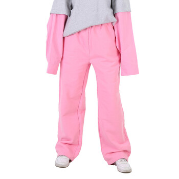 Balenciaga Pink Logo-Embroidered Oversized Cotton Track Pants