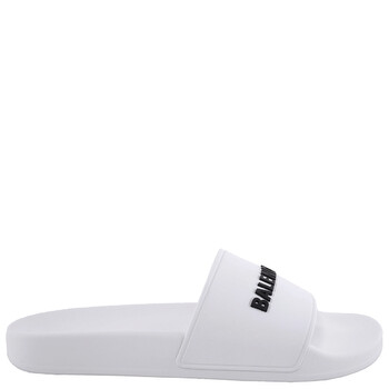 Balenciaga White 3D Logo Pool Slide Sandals, Brand Size 35