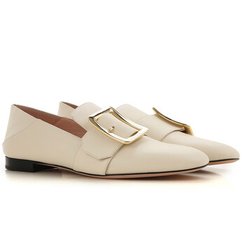 【美品】BALLY Janelle ローファー ホワイト 本革 ブロックヒール Bally Ladies Bone Janelle Loafers, Brand Size 38.5 (US Size 8