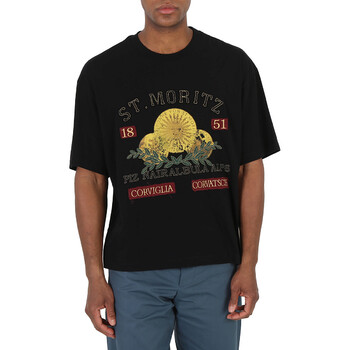 【関税込み】Bally ブラック St. Moritz スウェットシャツ Bally Men's Black St. Moritz Graphic Print Cotton Sweatshirt
