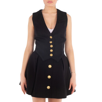 slim fit dress slacks Balmain // Velvet Padded Shoulder Dress – VSP Consignment main image 1