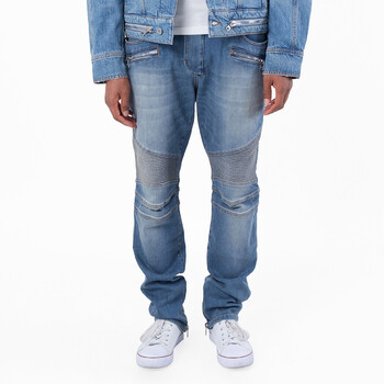 Denim Slim-Fit Biker Jeans EH1MG115DF44-BLEU JEAN