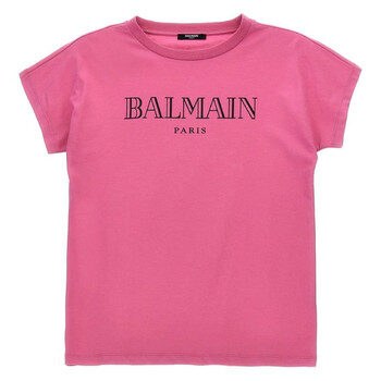 Balmain Girls Logo Print Cotton T-Shirt, Size 10Y BV8A81-Z1751