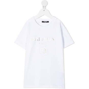 Balmain Kids All-Over Logo Print T-Shirt, Size 6Y BT8A61