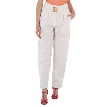 BALMAIN ハイウエストスリムフィットシンス CF1MG007DB69 0FA Balmain High Waist Slim Fit Jeans, Brand Size 40 (US Size 8