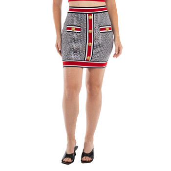 スカート BALMAIN SKIRT (BF1LB292KE89 EJC) Balmain Monogram Knitted Miniskirt, Brand Size 38 (US Size 6