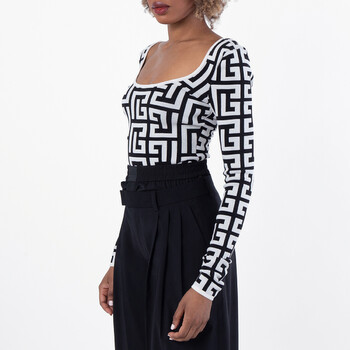 Monogram Scoop Back Knitted Bodysuit, Brand Size 36 ( US Size 4 )