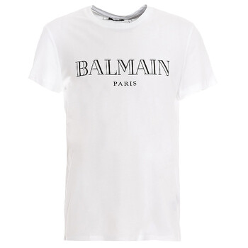Balmain Paris Logo Print Cotton T Shirt, Size X-Large TH11601I312-0FA ...