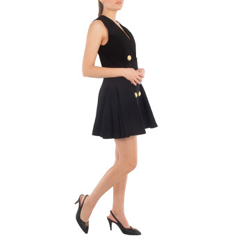 Pleated Flared Crepe Dress