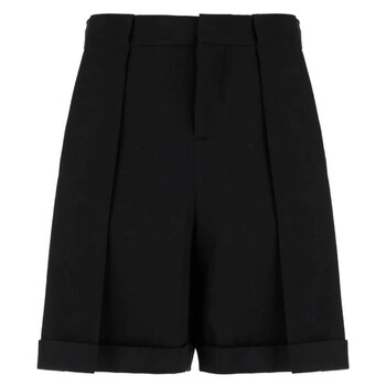 Pleated Grain De Poudre Bermuda Shorts EH1PA125WC09-NOIR Pleated Grain De Poudre Bermuda Shorts EH1PA125WC09-NOIR