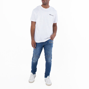 Signature Embroidery Cotton T-Shirt DH1EG010BC68-BLANC/NOIR