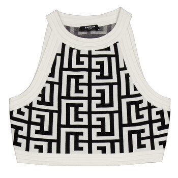 Sleeveless Monogram Knit Crop Top