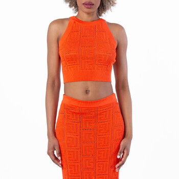 Sleeveless Monogram Mesh Top