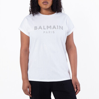 Balmain Paris Logo Cotton T-Shirt, Size Medium UF11350I366-GAD