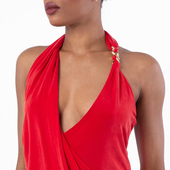 Womens Draped Halter Neck Mini Dress