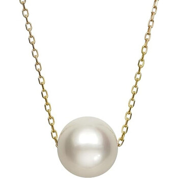 AAA Freshwater Cultured 8.0-9.0mm White Pearl 18 InchesPendant Necklace in 14K Yellow Gold Jewelry for Women, Gift Box Included N-1432Y-BN