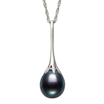 Black Cultured Freshwater Pearl Drop Pendant Necklace in Sterling Silver, Fashion Jewelry for Women Black Cultured Freshwater Pearl Drop Pendant Necklace in Sterling Silver, Fashion Jewelry for Women