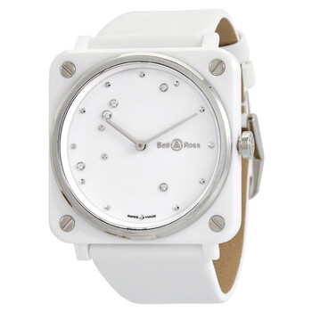 Bell And Ross Aviation White Diamond Dial Ladies Ceramic Watch BRS